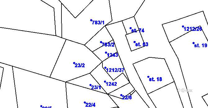 Parcela st. 62 v KÚ Jersín, Katastrální mapa