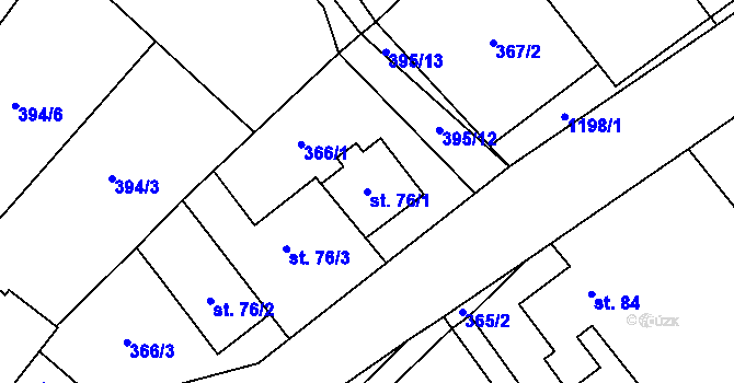 Parcela st. 76/1 v KÚ Jersín, Katastrální mapa