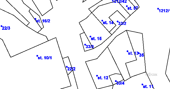 Parcela st. 33/3 v KÚ Jersín, Katastrální mapa