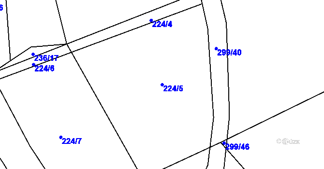 Parcela st. 224/5 v KÚ Jersín, Katastrální mapa