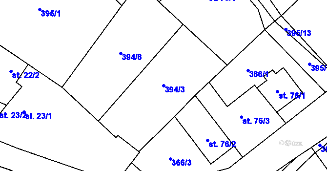 Parcela st. 394/3 v KÚ Jersín, Katastrální mapa