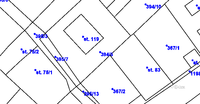 Parcela st. 394/5 v KÚ Jersín, Katastrální mapa