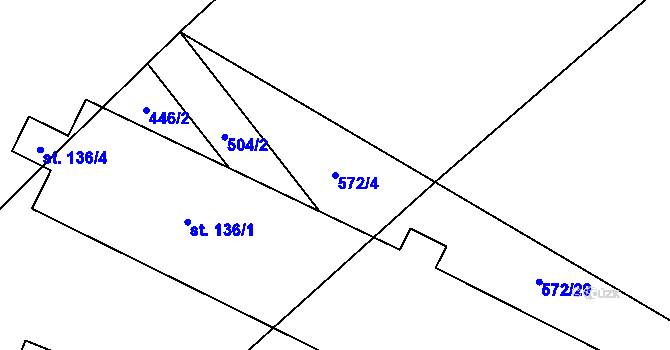 Parcela st. 572/4 v KÚ Jersín, Katastrální mapa