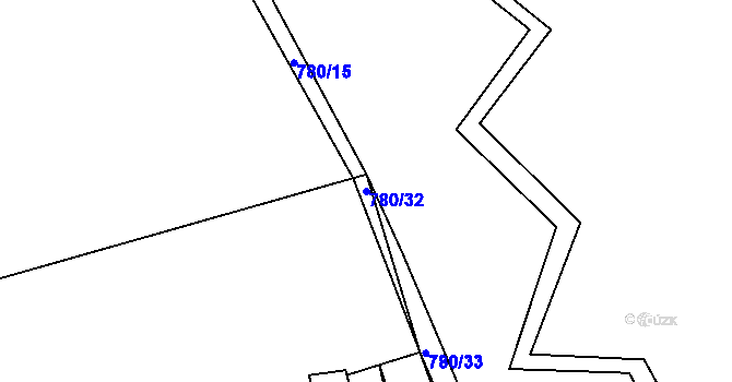 Parcela st. 780/32 v KÚ Jersín, Katastrální mapa