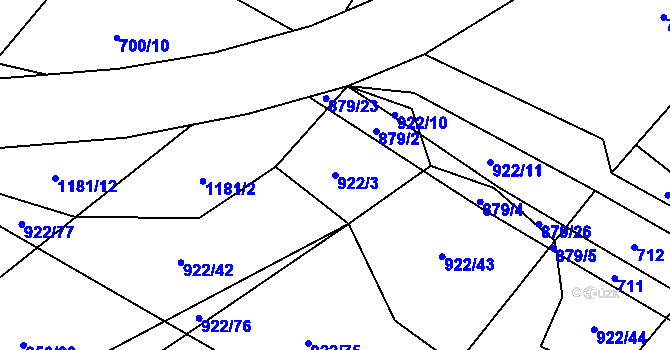 Parcela st. 922/3 v KÚ Jersín, Katastrální mapa