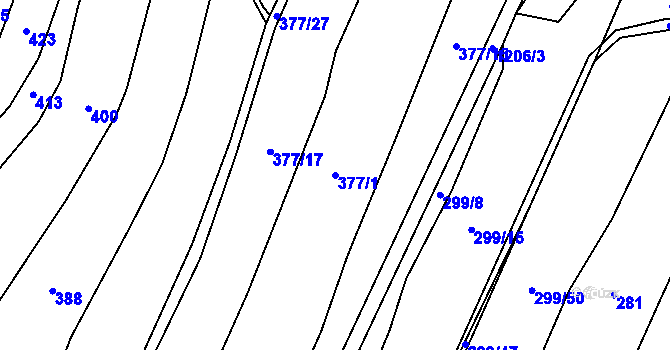 Parcela st. 377/1 v KÚ Jersín, Katastrální mapa