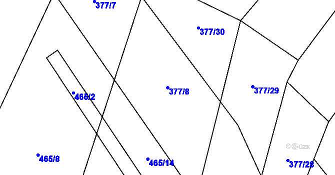 Parcela st. 377/8 v KÚ Jersín, Katastrální mapa
