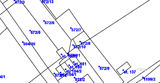 Parcela st. 572/8 v KÚ Jersín, Katastrální mapa