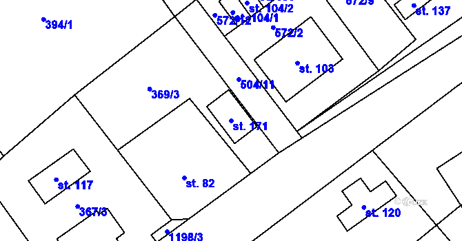 Parcela st. 171 v KÚ Jersín, Katastrální mapa
