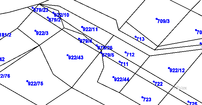 Parcela st. 879/5 v KÚ Jersín, Katastrální mapa