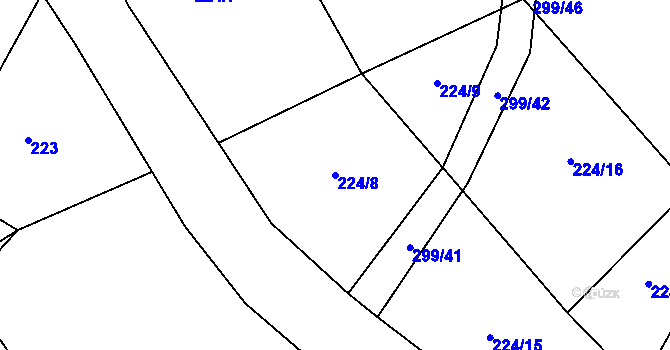 Parcela st. 224/8 v KÚ Jersín, Katastrální mapa