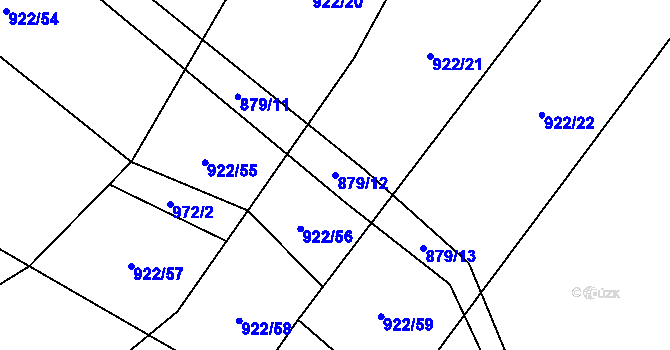 Parcela st. 879/12 v KÚ Jersín, Katastrální mapa
