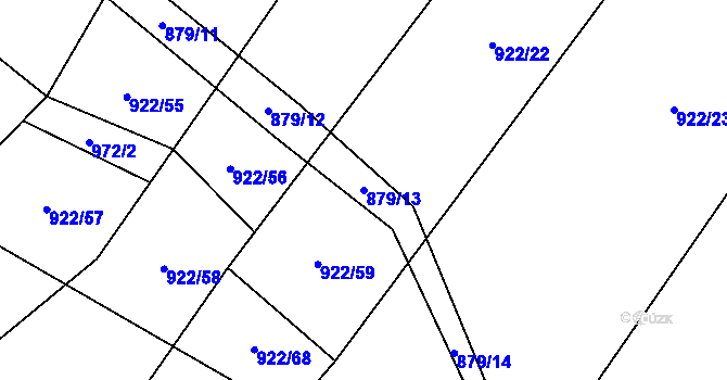 Parcela st. 879/13 v KÚ Jersín, Katastrální mapa