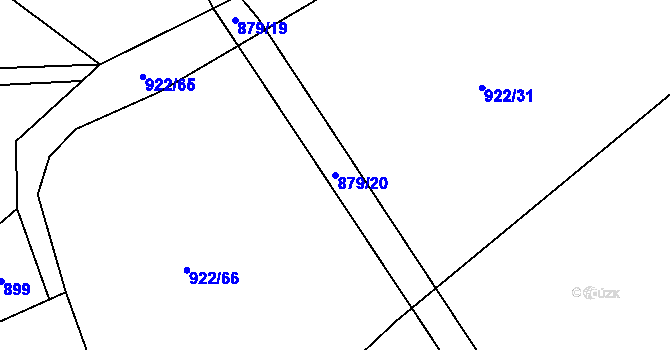 Parcela st. 879/20 v KÚ Jersín, Katastrální mapa