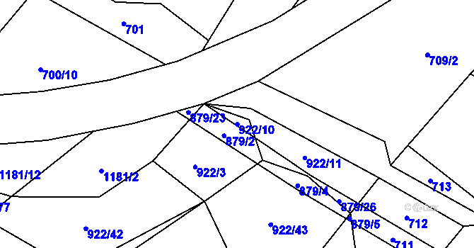 Parcela st. 922/10 v KÚ Jersín, Katastrální mapa