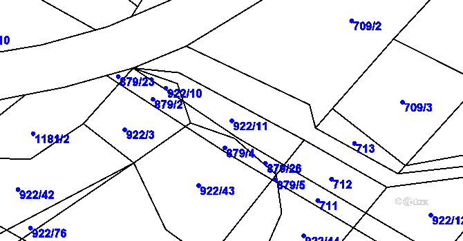 Parcela st. 922/11 v KÚ Jersín, Katastrální mapa