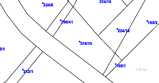 Parcela st. 224/15 v KÚ Jersín, Katastrální mapa
