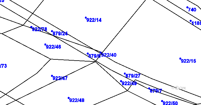 Parcela st. 922/40 v KÚ Jersín, Katastrální mapa