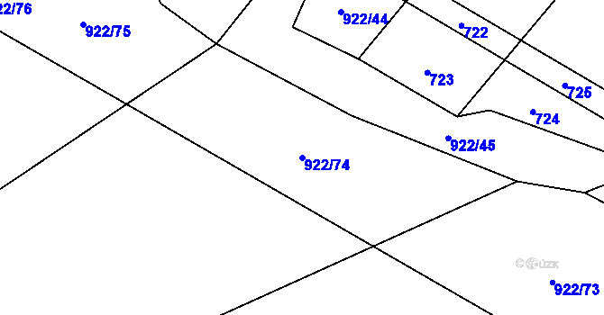 Parcela st. 922/74 v KÚ Jersín, Katastrální mapa
