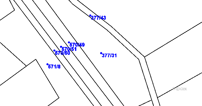 Parcela st. 377/31 v KÚ Jersín, Katastrální mapa