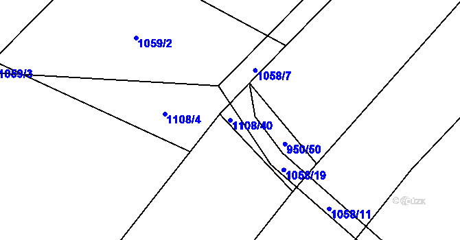 Parcela st. 1108/40 v KÚ Jersín, Katastrální mapa