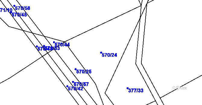 Parcela st. 570/24 v KÚ Jersín, Katastrální mapa
