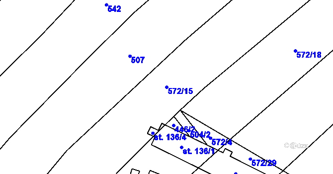 Parcela st. 572/15 v KÚ Jersín, Katastrální mapa