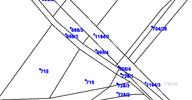 Parcela st. 666/4 v KÚ Jersín, Katastrální mapa
