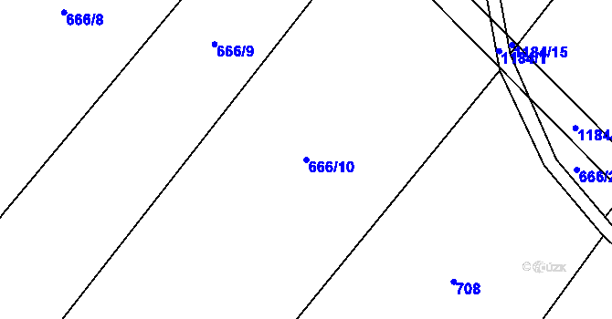 Parcela st. 666/10 v KÚ Jersín, Katastrální mapa