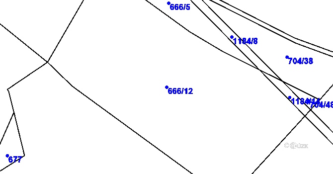 Parcela st. 666/12 v KÚ Jersín, Katastrální mapa