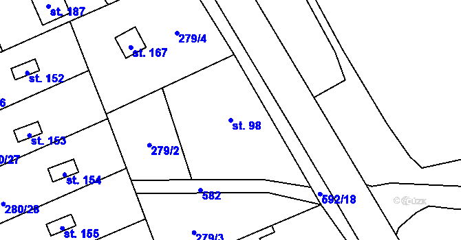 Parcela st. 98 v KÚ Jeřice, Katastrální mapa