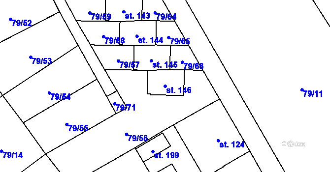 Parcela st. 146 v KÚ Jeřice, Katastrální mapa