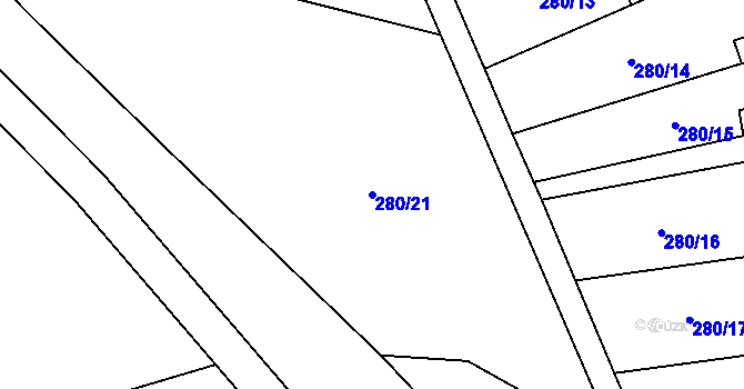 Parcela st. 280/21 v KÚ Jeřice, Katastrální mapa