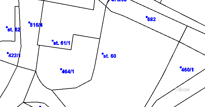Parcela st. 60 v KÚ Jeřičky, Katastrální mapa