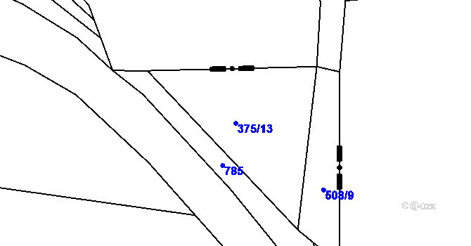 Parcela st. 375/13 v KÚ Jeřičky, Katastrální mapa