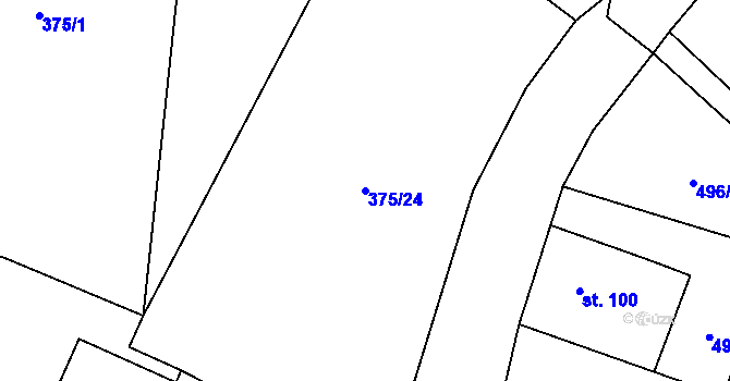 Parcela st. 375/24 v KÚ Jeřičky, Katastrální mapa