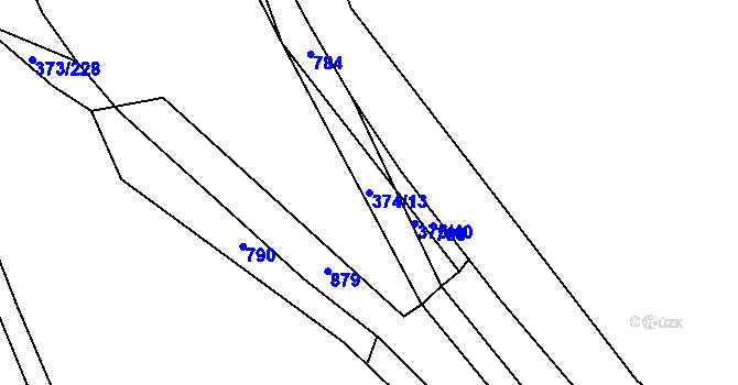 Parcela st. 374/13 v KÚ Jeřičky, Katastrální mapa