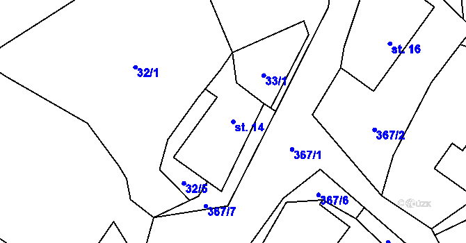 Parcela st. 14 v KÚ Čečkovice u Jeřišna, Katastrální mapa