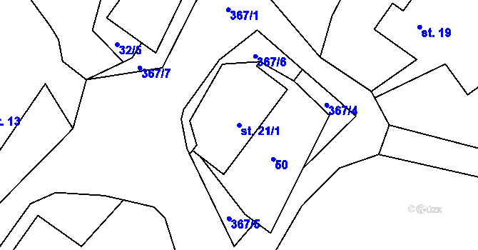 Parcela st. 21/1 v KÚ Čečkovice u Jeřišna, Katastrální mapa