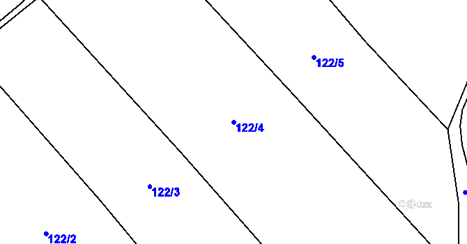 Parcela st. 122/4 v KÚ Chuchel, Katastrální mapa