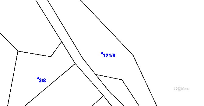 Parcela st. 121/9 v KÚ Chuchel, Katastrální mapa