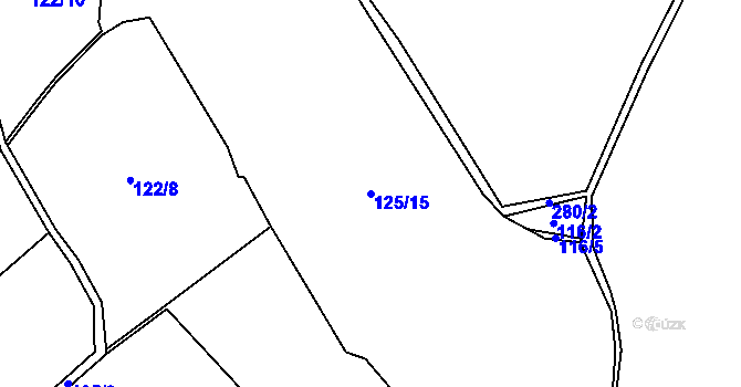 Parcela st. 125/15 v KÚ Chuchel, Katastrální mapa