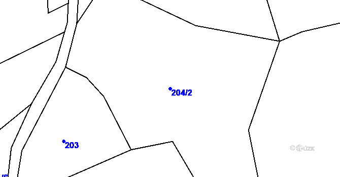 Parcela st. 204/2 v KÚ Chuchel, Katastrální mapa