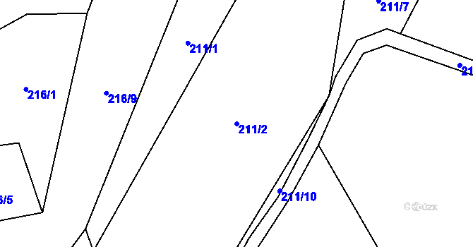 Parcela st. 211/2 v KÚ Chuchel, Katastrální mapa
