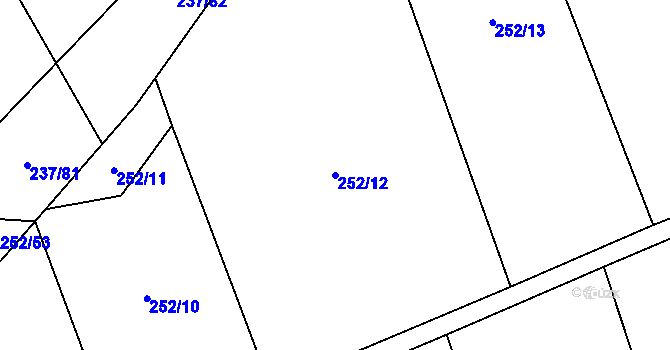 Parcela st. 252/12 v KÚ Chuchel, Katastrální mapa