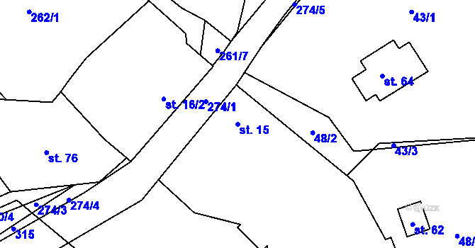 Parcela st. 15 v KÚ Chuchel, Katastrální mapa
