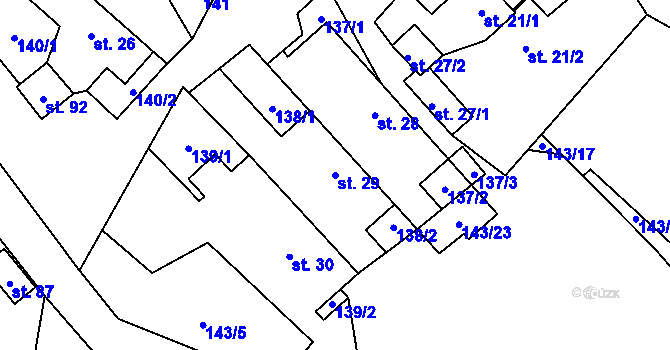 Parcela st. 29 v KÚ Chuchel, Katastrální mapa
