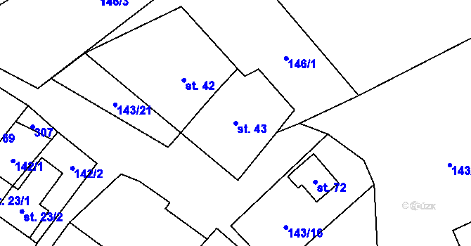 Parcela st. 43 v KÚ Chuchel, Katastrální mapa
