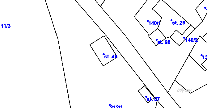 Parcela st. 48 v KÚ Chuchel, Katastrální mapa