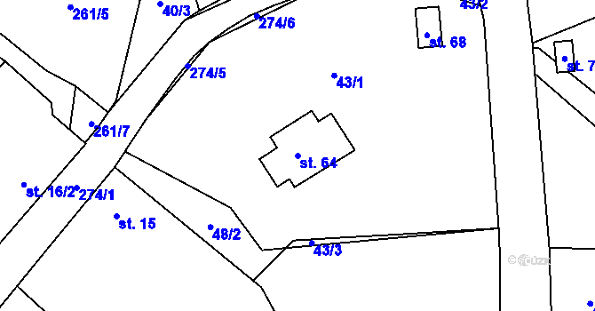 Parcela st. 64 v KÚ Chuchel, Katastrální mapa